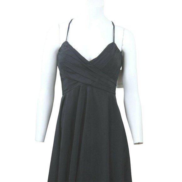 Zara Basic Womens Black Slip Dress L Empire Criss Cross Straps Knee Length - Picture 2 of 12